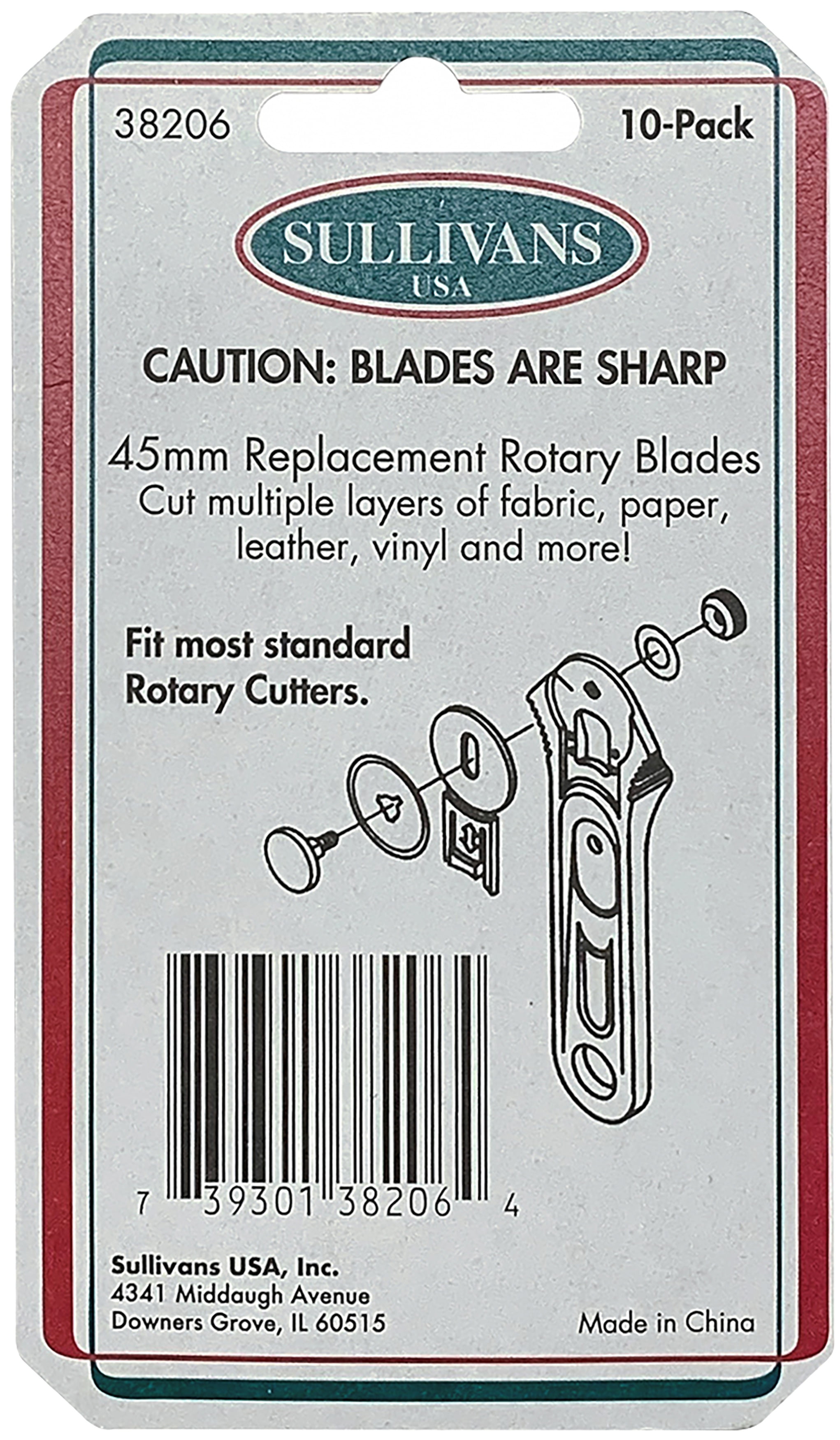 Sullivan's Quilter's Choice Rotary Cutter Blades 10/Pkg-45mm