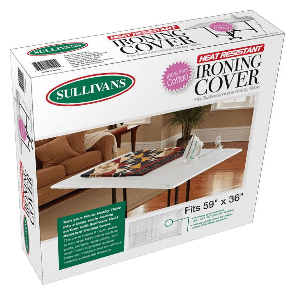 Sullivans 100 Cotton Heat Resistant Ironing Cover for Home Hobby Table, 59" x 36"