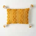 thumbnail image 1 of Sullivans 13.75" Gold Tufted Tasseled Pillow, Cotton, 1 of 3
