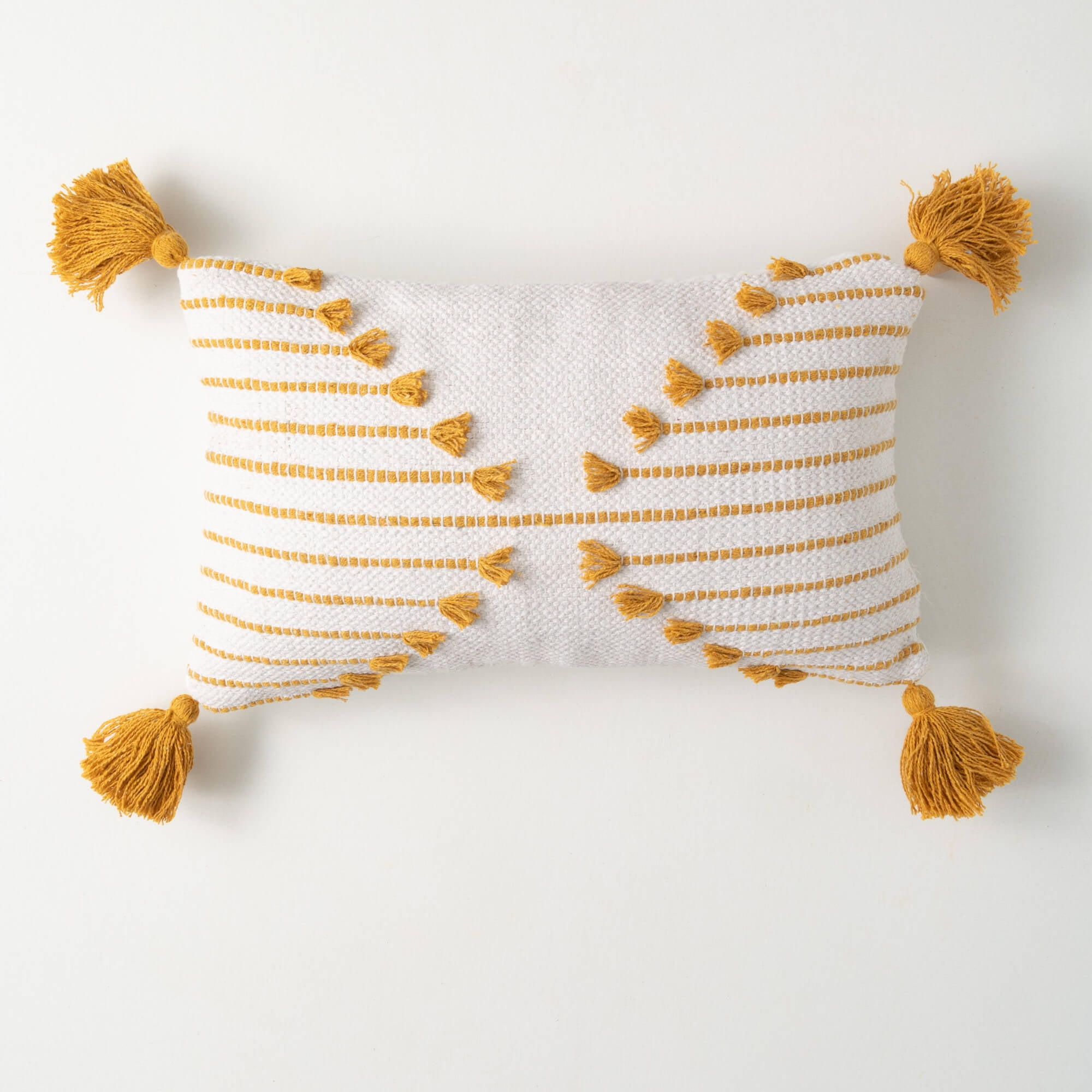 Sullivans 14.75" White And Gold Lumbar Pillow, Cotton