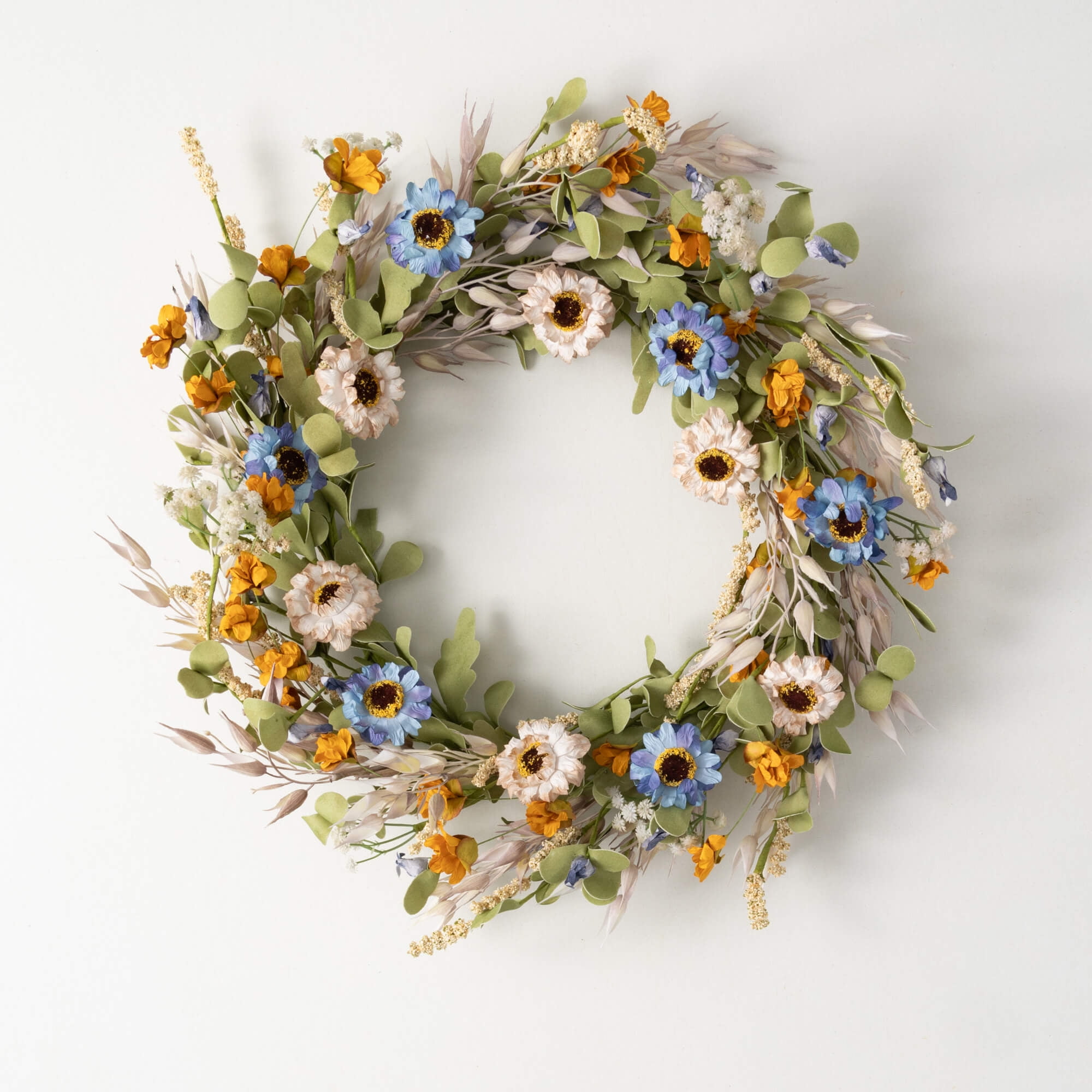 21.75" Multicolor Artificial Summer Wildflower Front Door Wreath