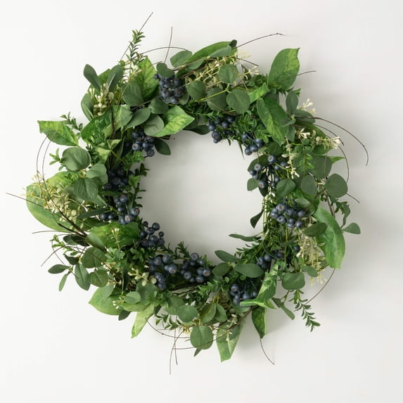 Sullivans 23.5" Artificial Green Leaf Blueberry Wreath