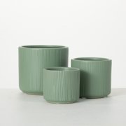 Sullivans 3", 3.5" & 4.5" Round Sage Ceramic Planters Set of 3, Gray