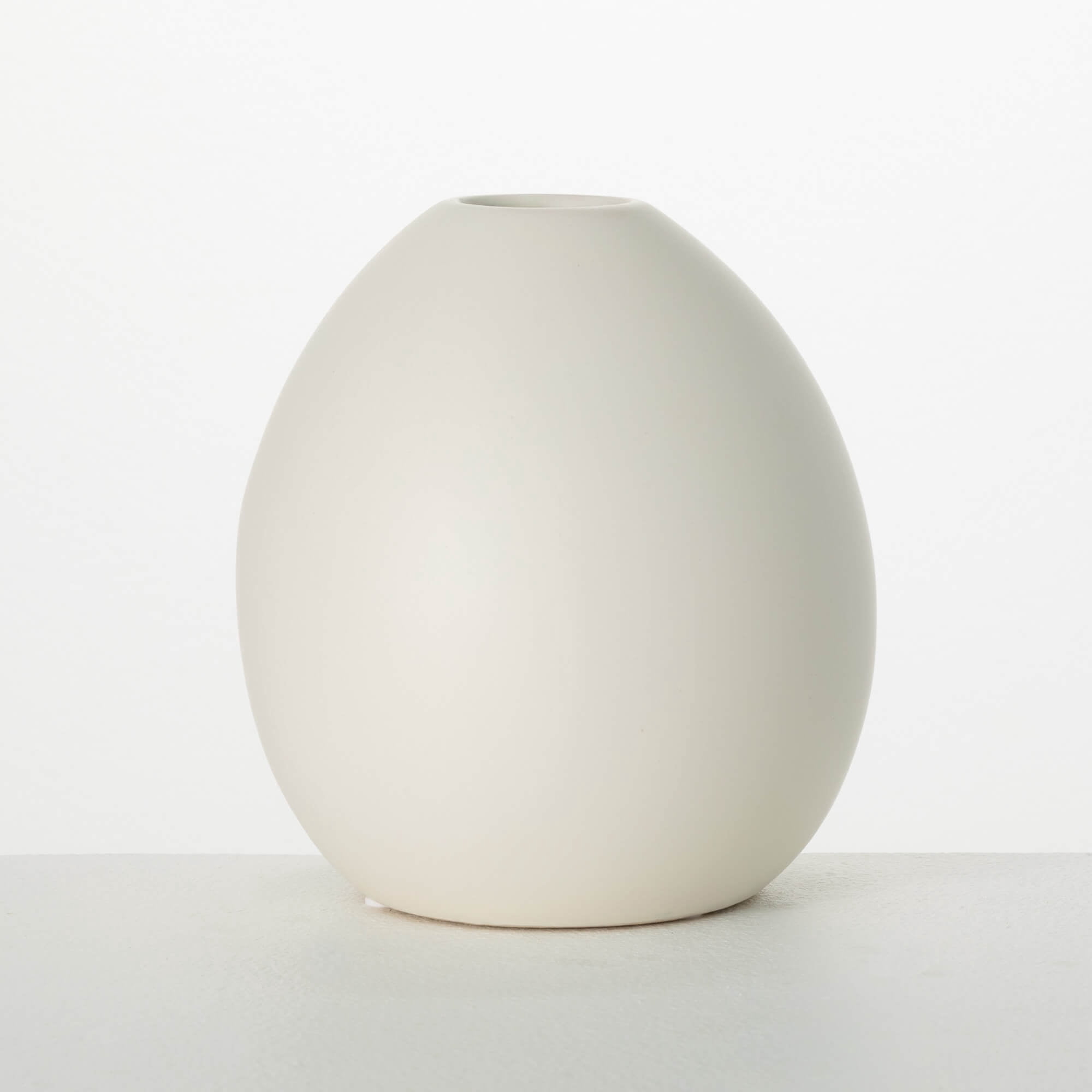 Sullivans 7.5" Modern Matte Ivory Oval Vase, Ceramic
