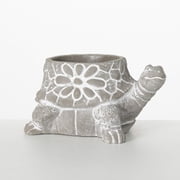 Sullivans 9.5" Turtle Cement Planter, Gray