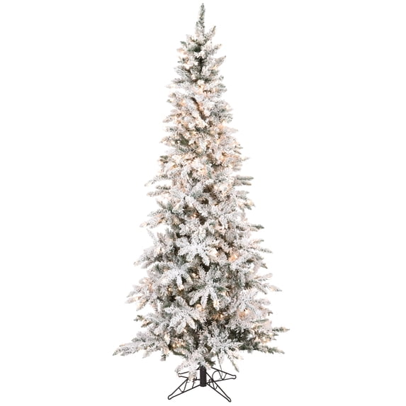 Sullivans Artificial 7'6"H Pencil Flocked and Lighted Pine Tree Christmas Tree 90"H Green