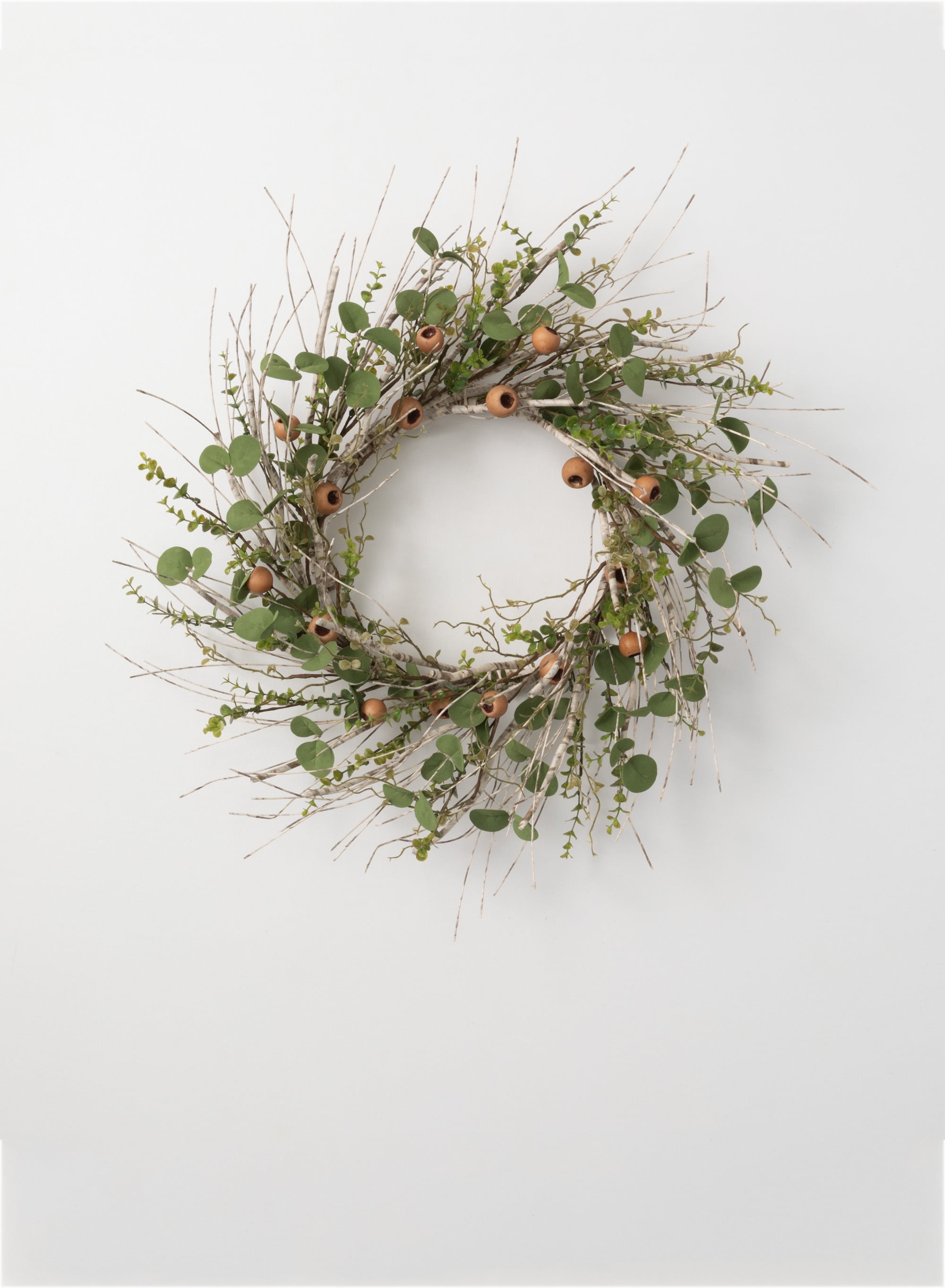 Green 24" Artificial Eucalyptus Birch Pod Wreath