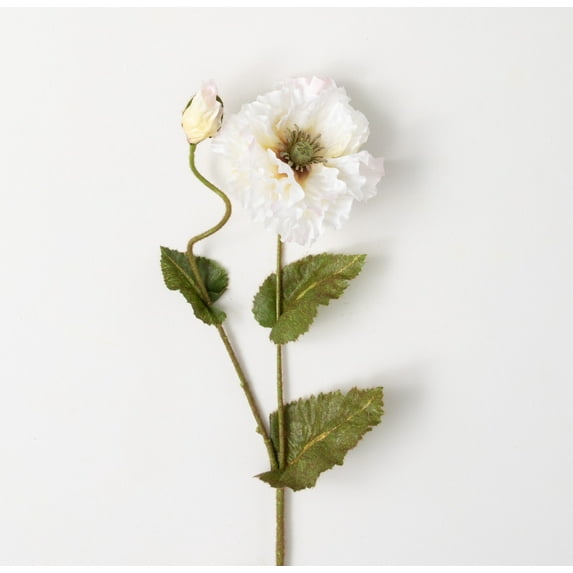 Sullivans Artificial Crisp White Double Poppy Stem 28"H White