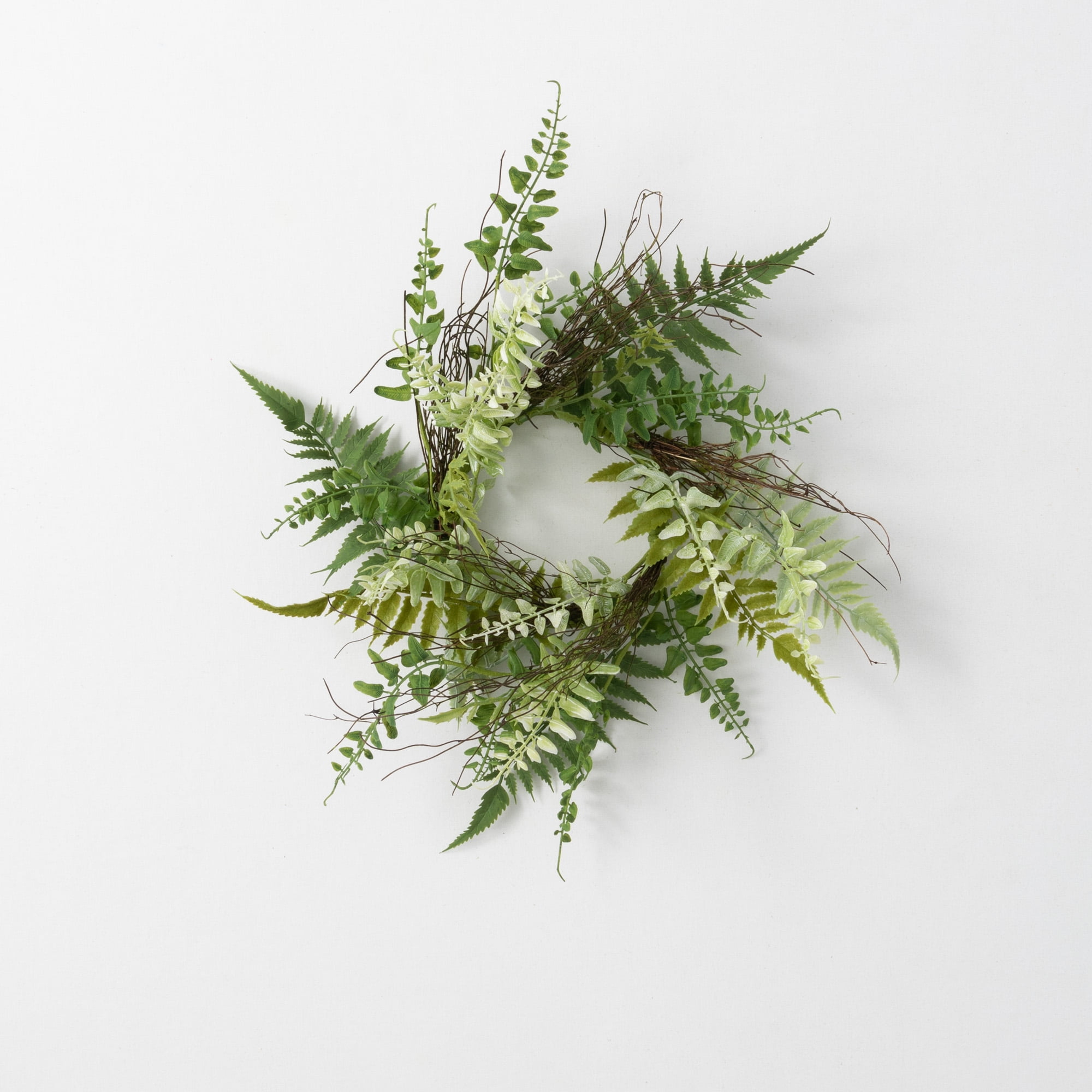 Sullivans Artificial Fern Twig Nest Mini Wreath 16"H Green