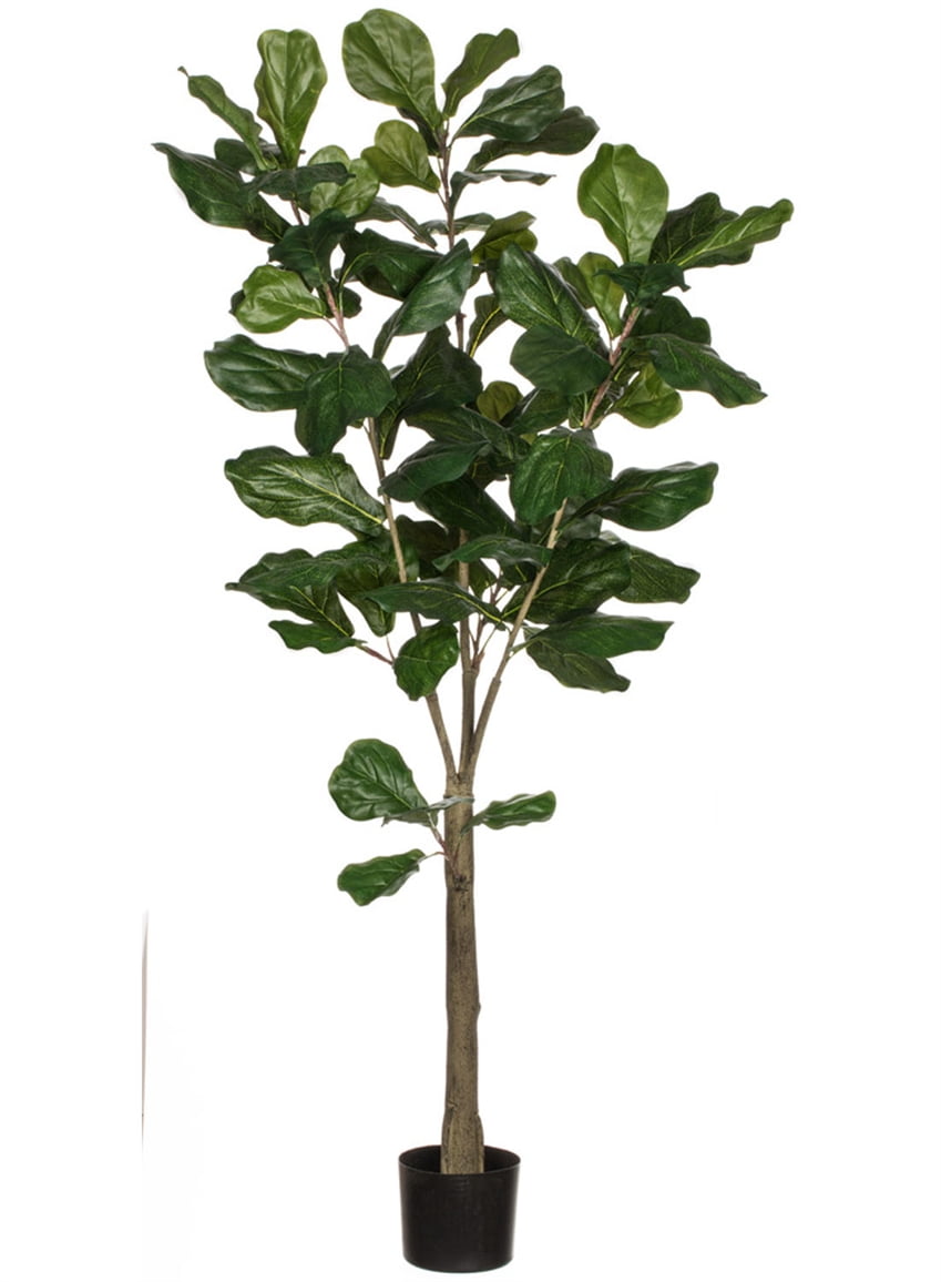 63'' Green Artificial Fiddle Leaf Tree in Black Pot