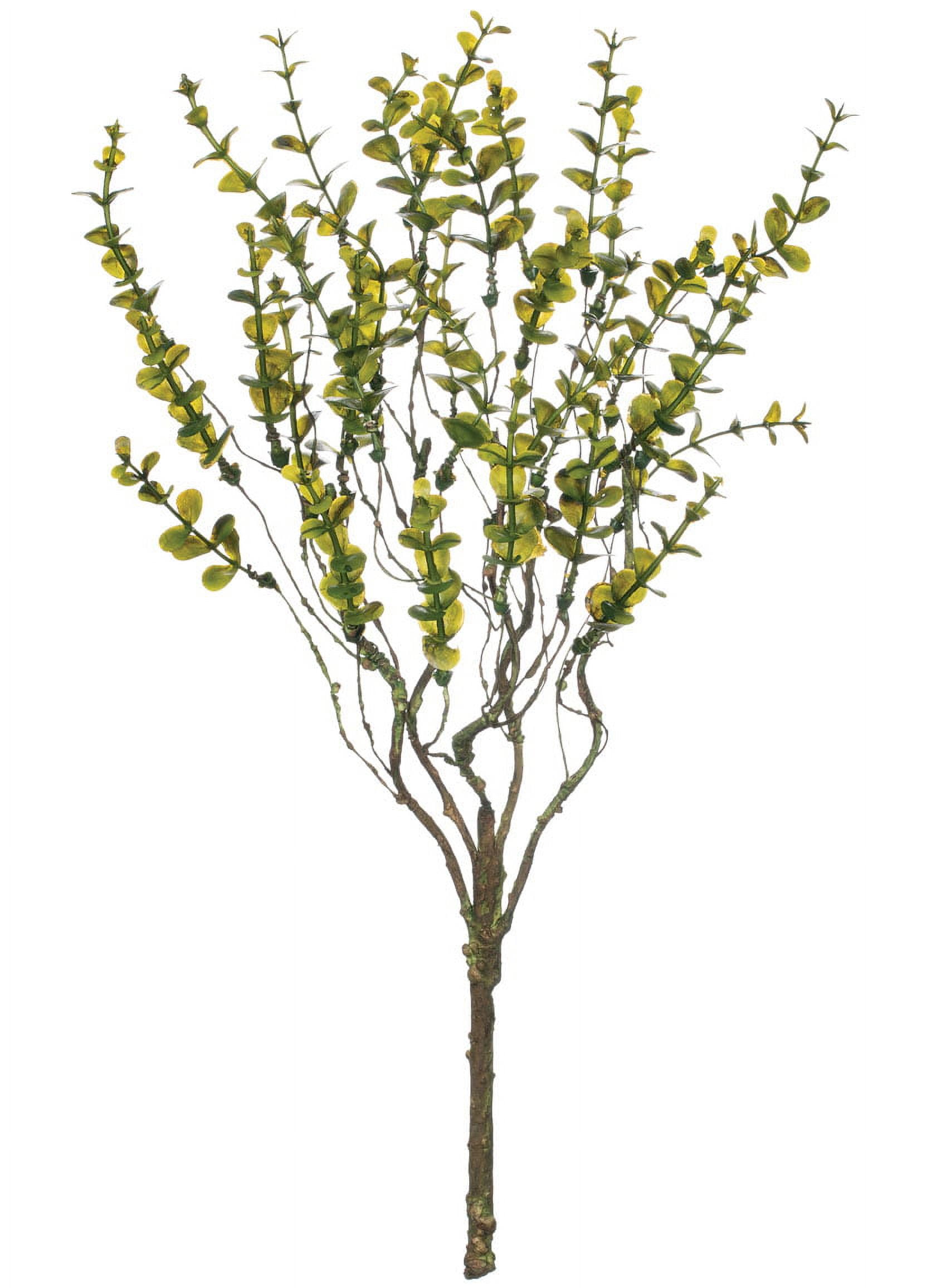 Artificial Green Leaves Stem 17.5" Outdoor Plastic Decoration