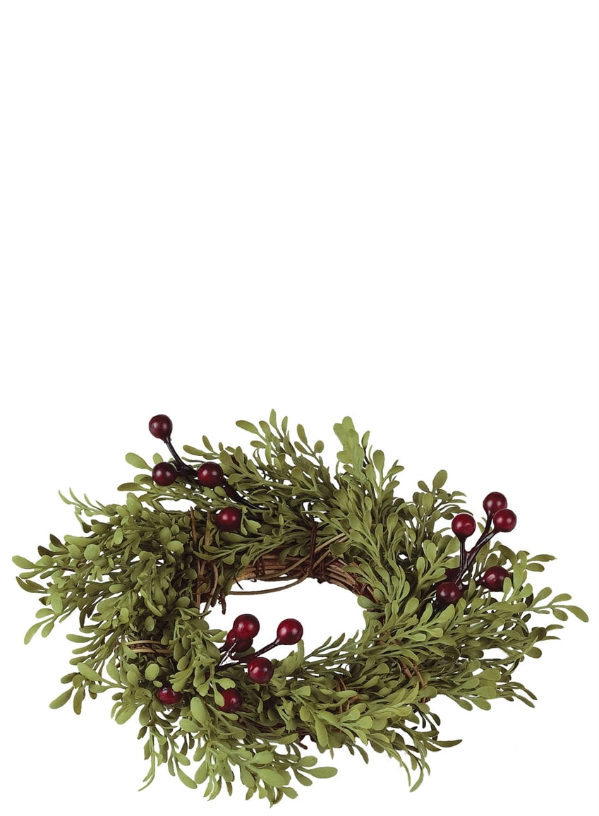 Sullivans Artificial Mini Leaf with Berries Mini Wreath 6"H Green