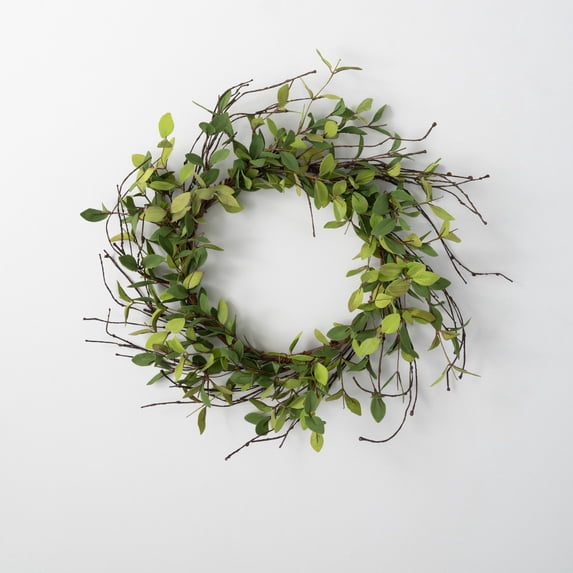 Sullivans Artificial Ruscus Leafy Twig Wreath 20"H Green