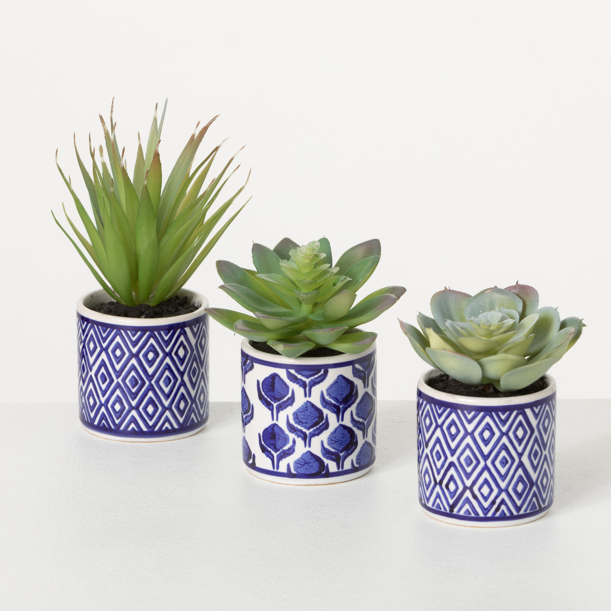 Sullivans Artificial Succulent Trio In Printed Pots Set of 3, 4"H Green - image 1 of 4