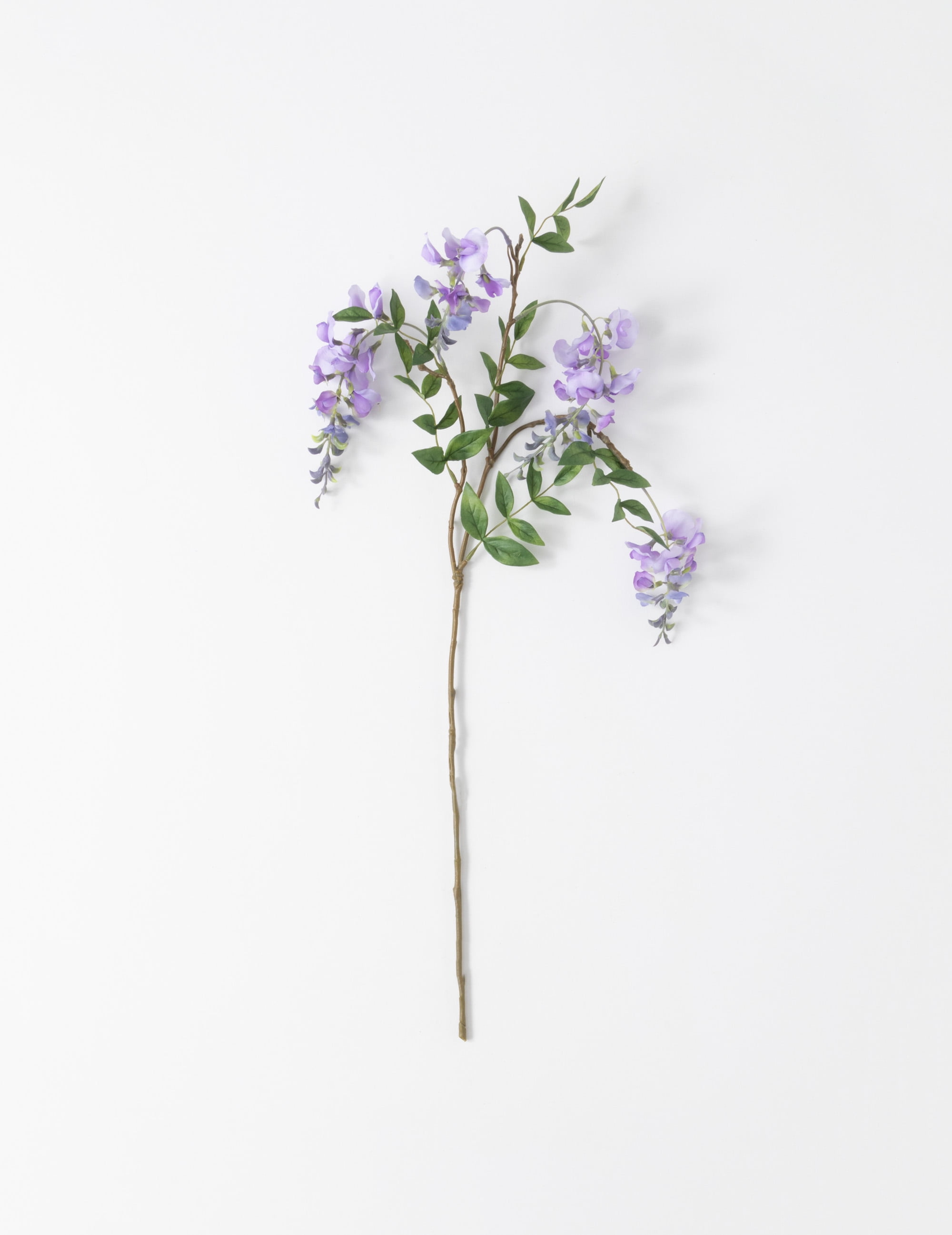 Artificial Purple Wisteria Stem with Green Leaves, 34"