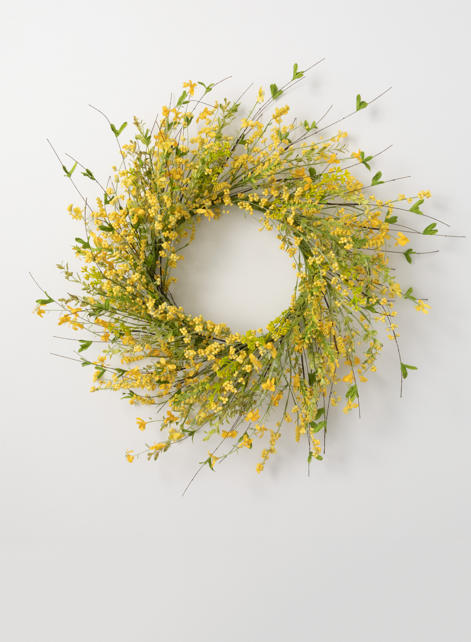 Sullivans Artificial Yellow Wispy Wreath 26"W Green