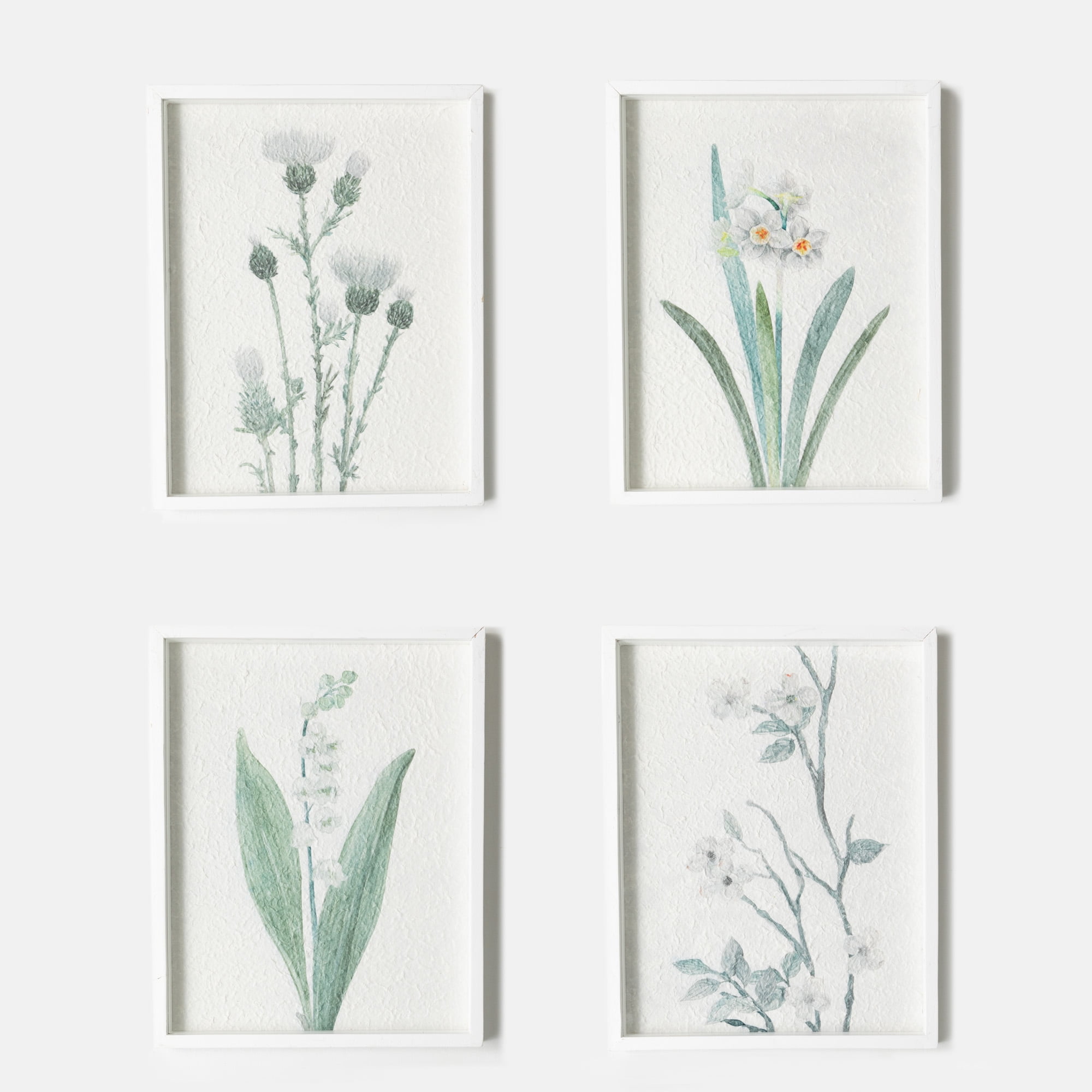 Sullivans Botanical Handmade Paper Art Set of 4, 18.5"H Multicolored
