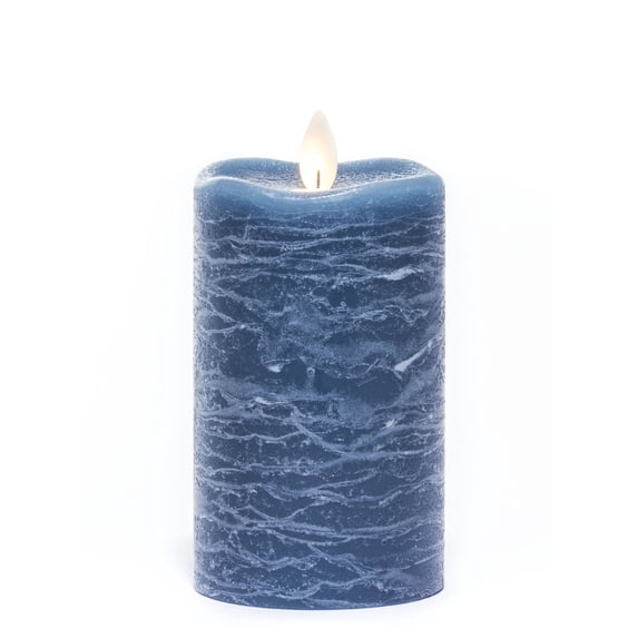 Sullivans Candle Impressions 5" Blue Frosted Rustic LED Pillar Candle