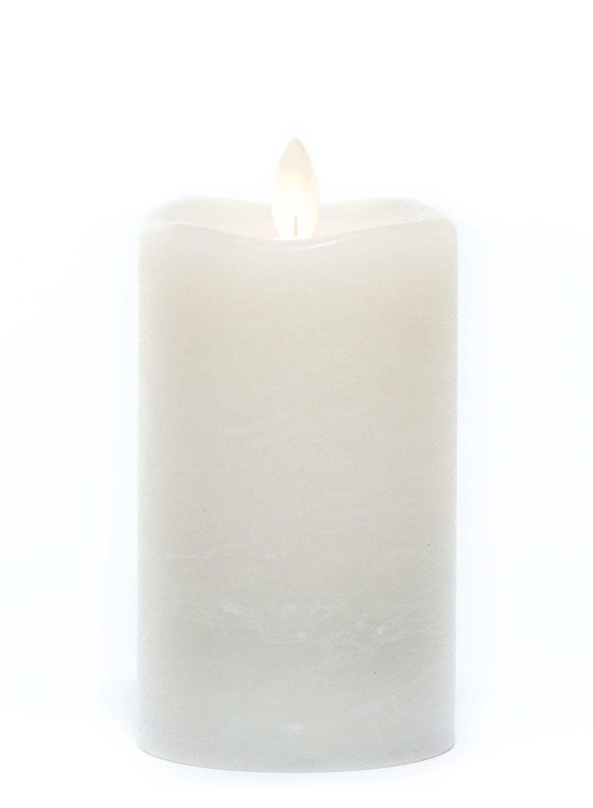 Off-White Frosted Rustic LED Flameless Pillar Candle
