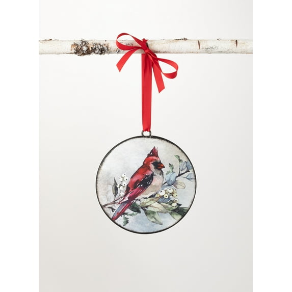 Sullivans Cardinal Metal Disc Ornament 6"H Multicolored