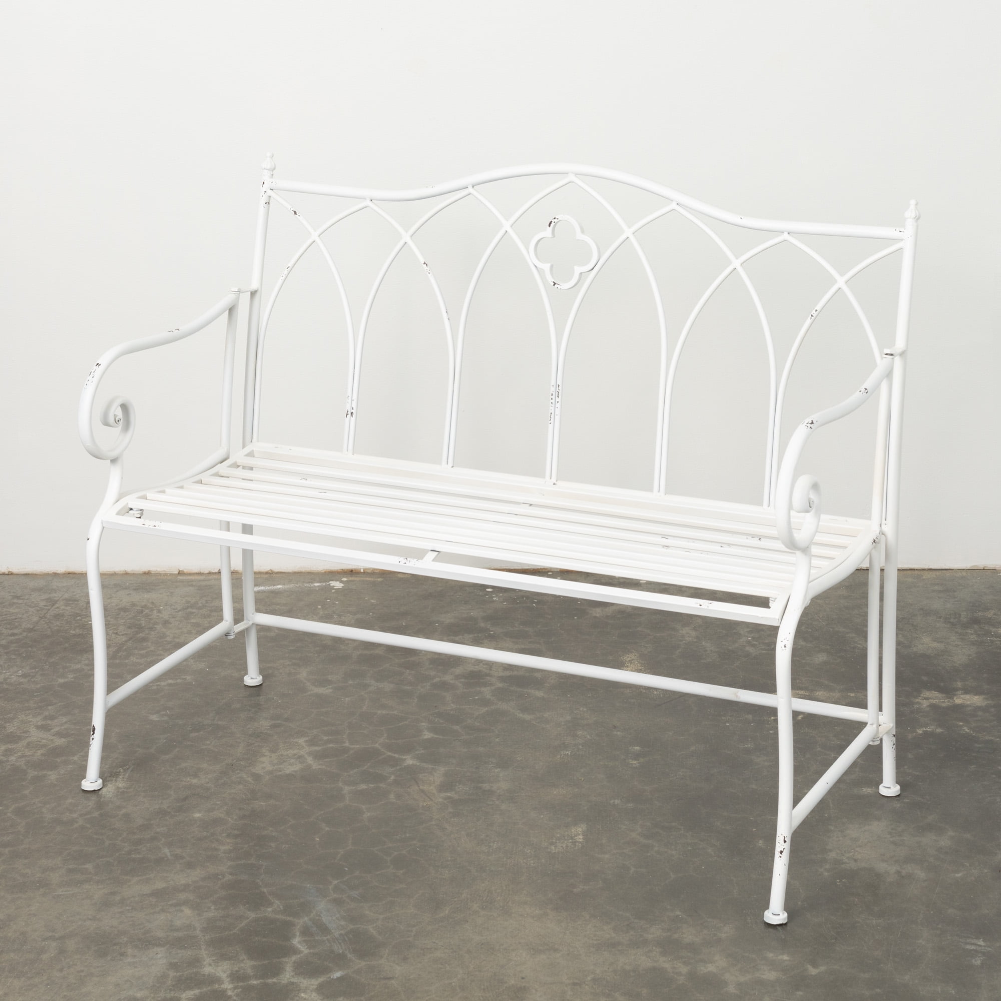 Sullivans Crisp White Metal Garden Bench 36"H White