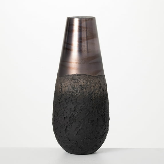 Sullivans Dark Iridescent Vase Brown 15.25"H Glass