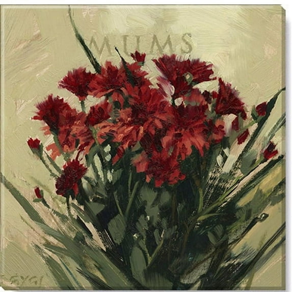 Sullivans Darren Gygi Mums Canvas, Museum Quality Giclee Print, Gallery Wrapped, Handcrafted in USA 5"W x 5"L Red