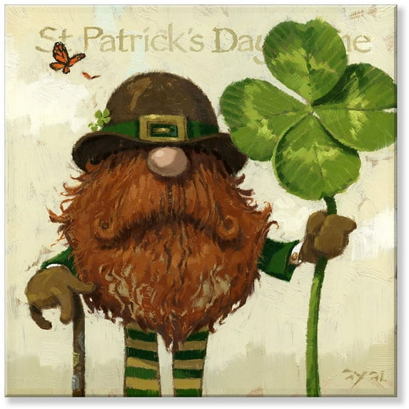 Sullivans Darren Gygi St. Pat'S Gnome Museum Quality Giclee Print, Gallery Wrapped, Handcrafted in USA 14"W x 14"L Multicolored