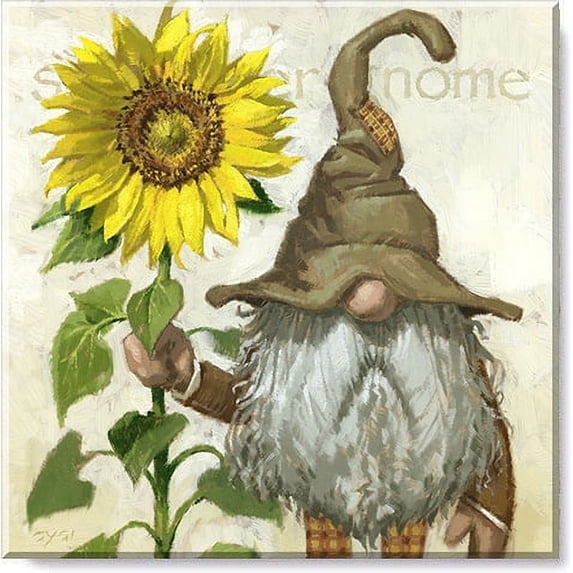 Sullivans Darren Gygi Sunflower Gnome Canvas, Museum Quality Giclee Print, Gallery Wrapped, Handcrafted in USA 5"W x 5"L Multicolored