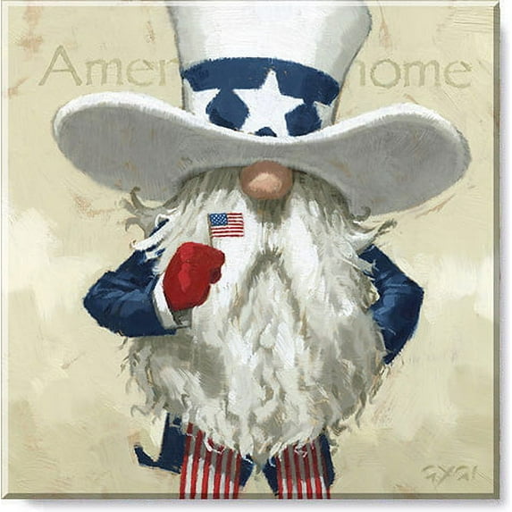 Sullivans Darren Gygi Uncle Sam Gnome Canvas, Museum Quality Giclee Print, Gallery Wrapped, Handcrafted in USA 9"W x 9"L Multicolored