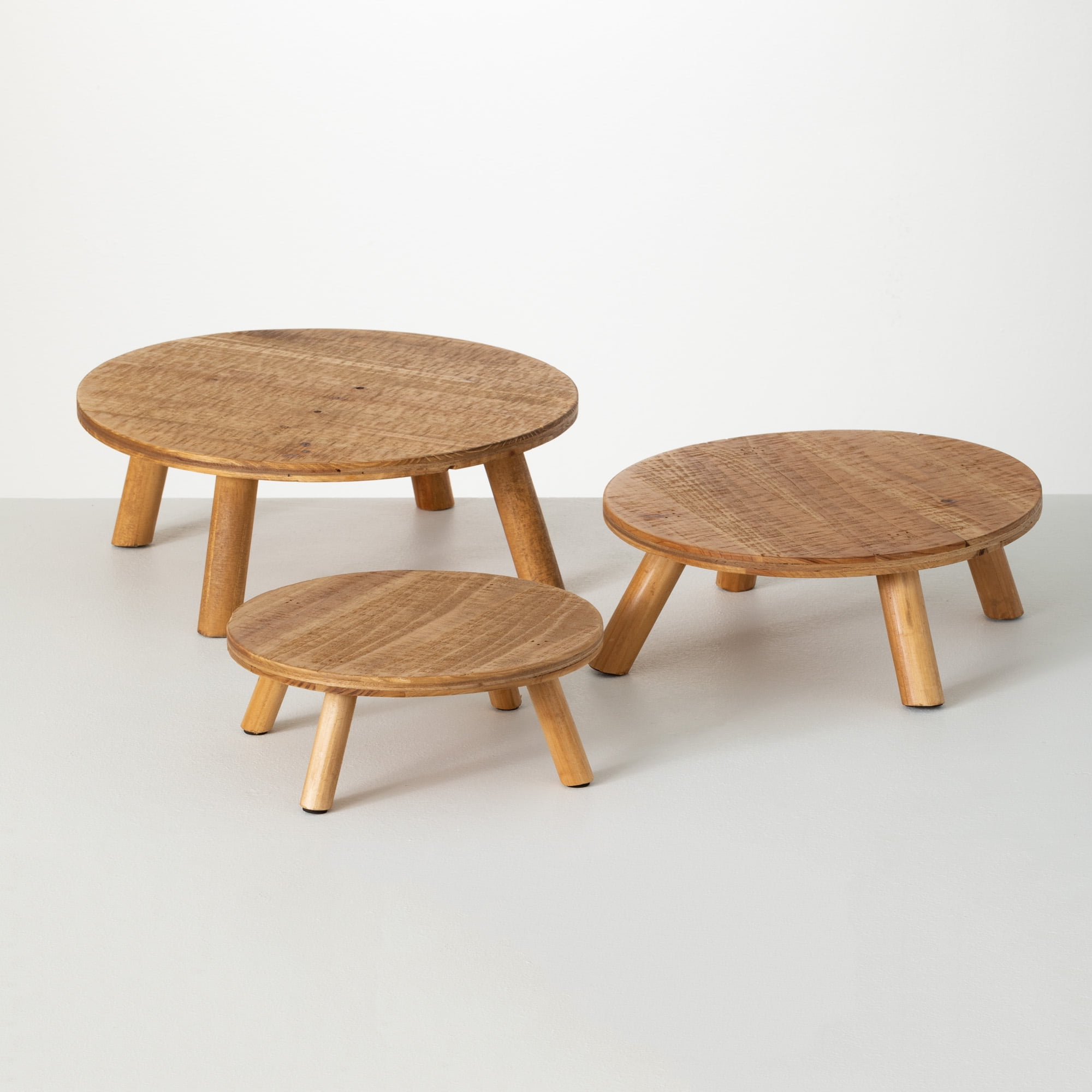 Natural Brown Wooden Graduated Risers Set of 3