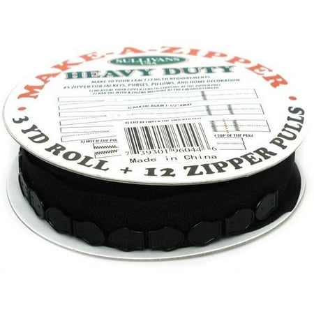 Sullivans Heavy-Duty Make-A-Zipper 3Yd Reel Black