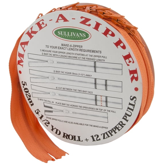 Sullivans Make-A-Zipper Kit 5.5yd-Orange