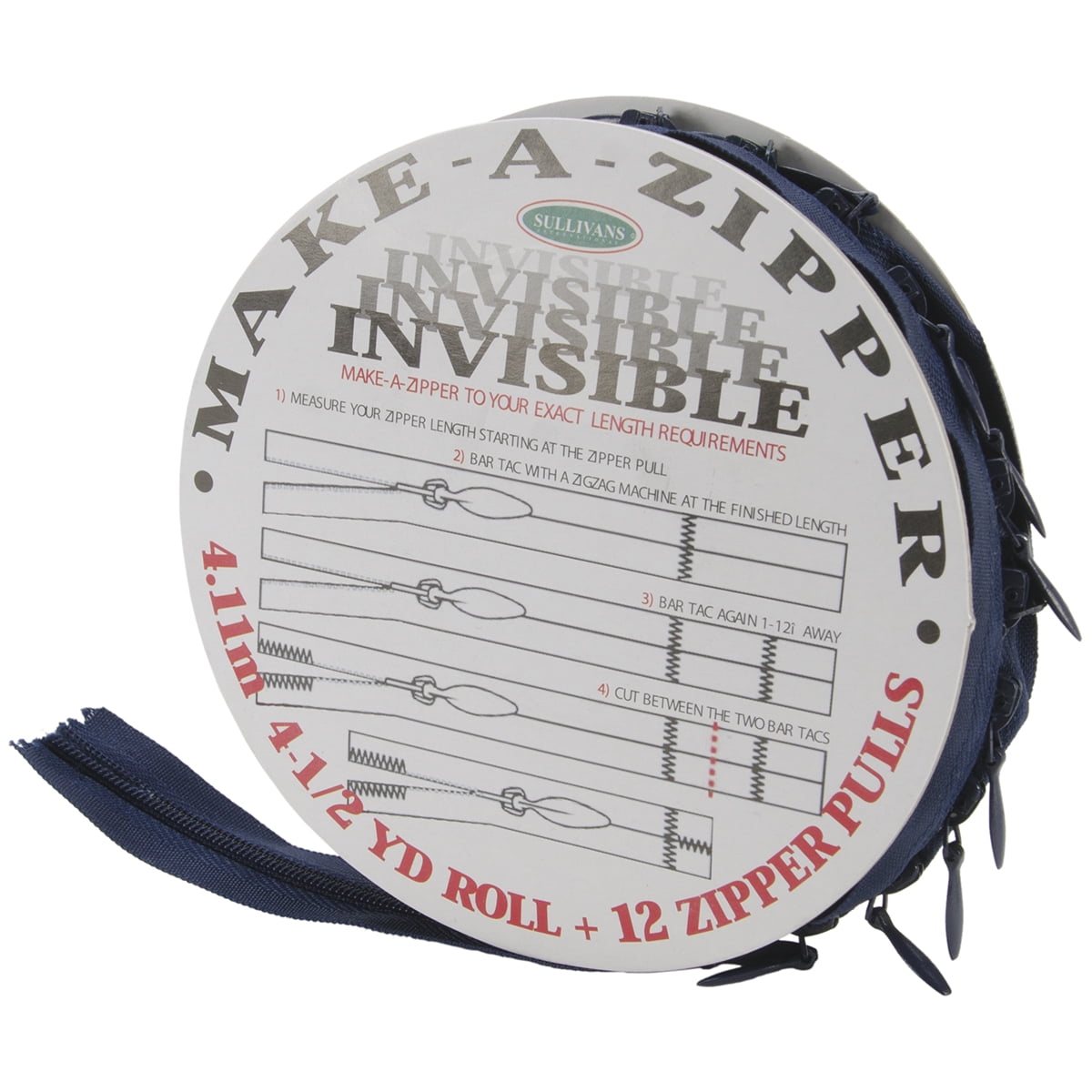 Sullivans MakeAZipper Kit Invisible 41/2YdNavy