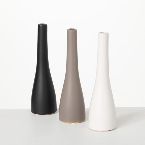 Sullivans Neutral Slim Ceramic Vase Set of 3, 8.5"H Multicolored