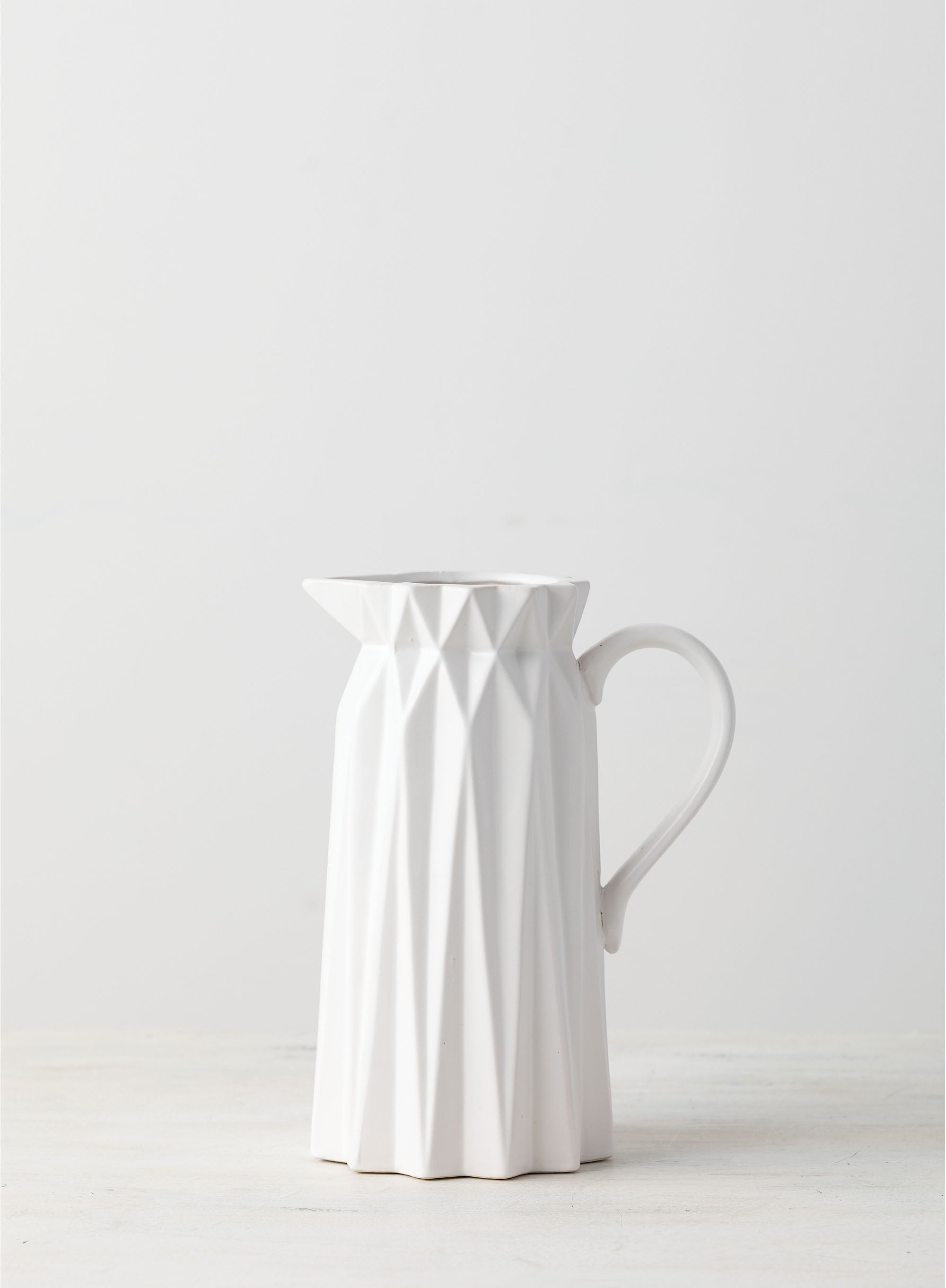 Sullivans Origami Pitcher Vase 9"H White