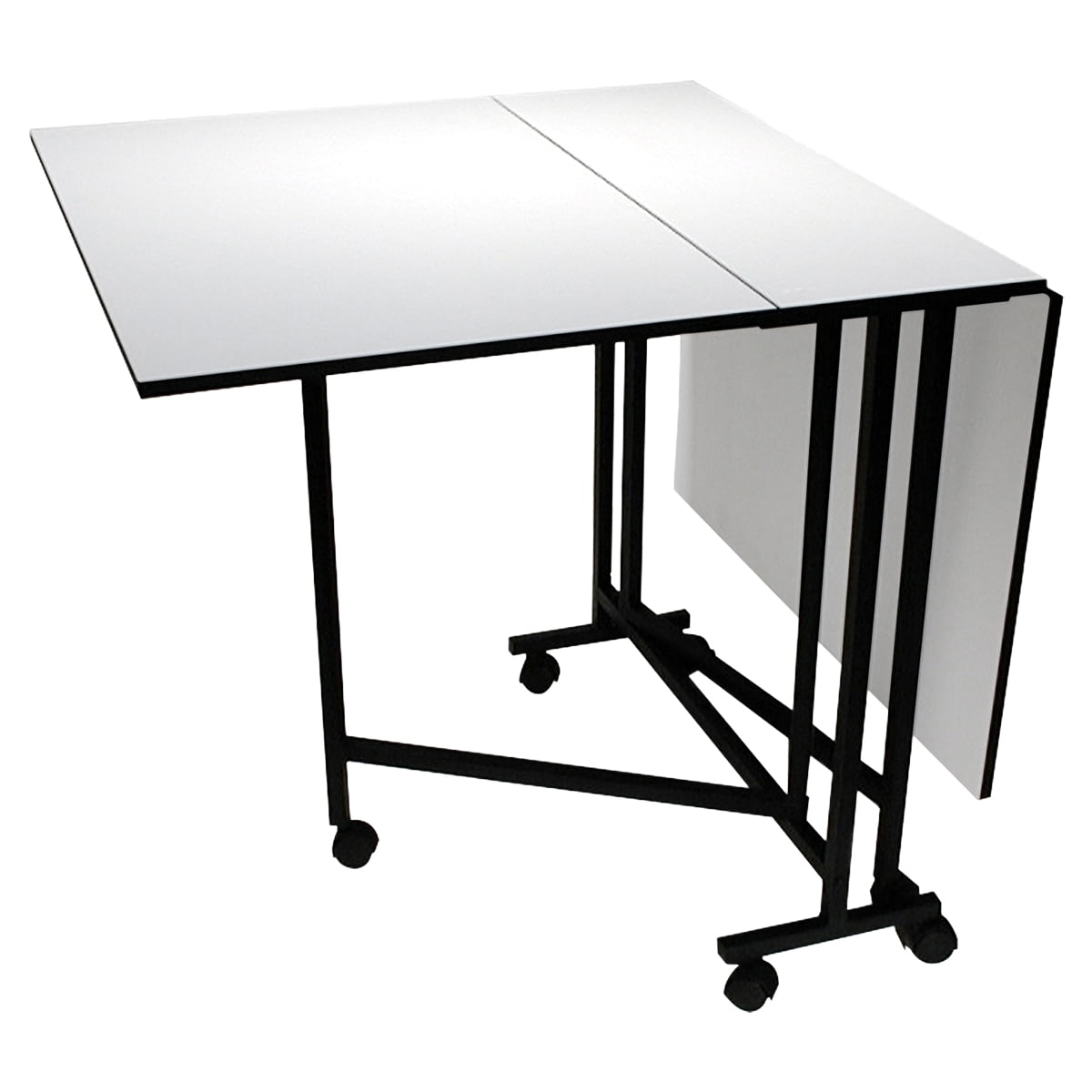 Black and White Foldable Metal Hobby Table with Casters