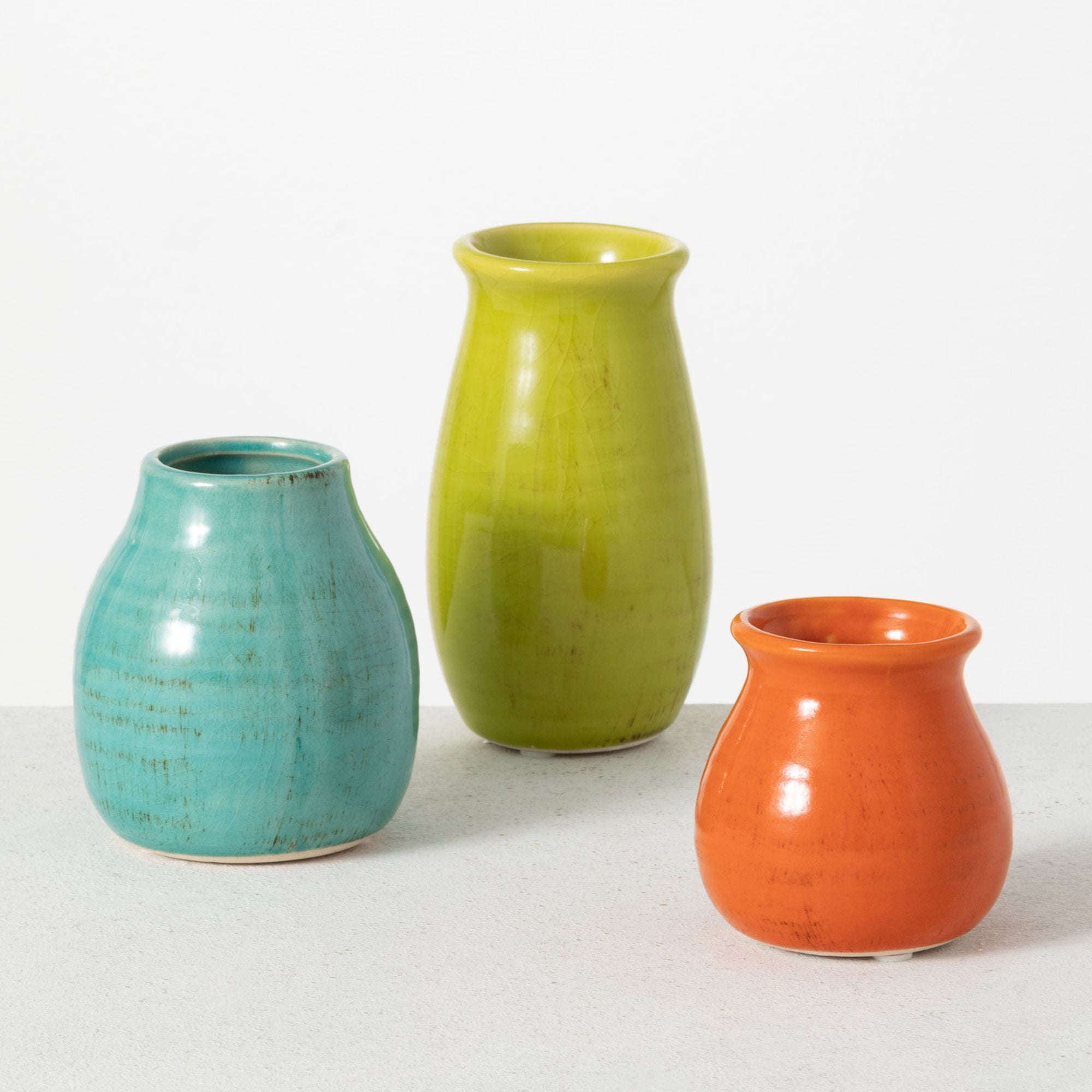 Sullivans Set of 3 Petite Ceramic Vases 3"H, 4.5"H & 5.5"H Multicolored