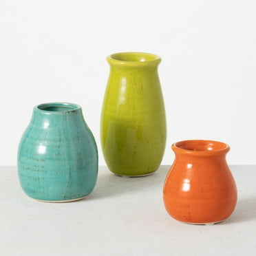 Sullivans Set of 3 Petite Ceramic Vases 3"H, 4.5"H & 5.5"H Multicolored