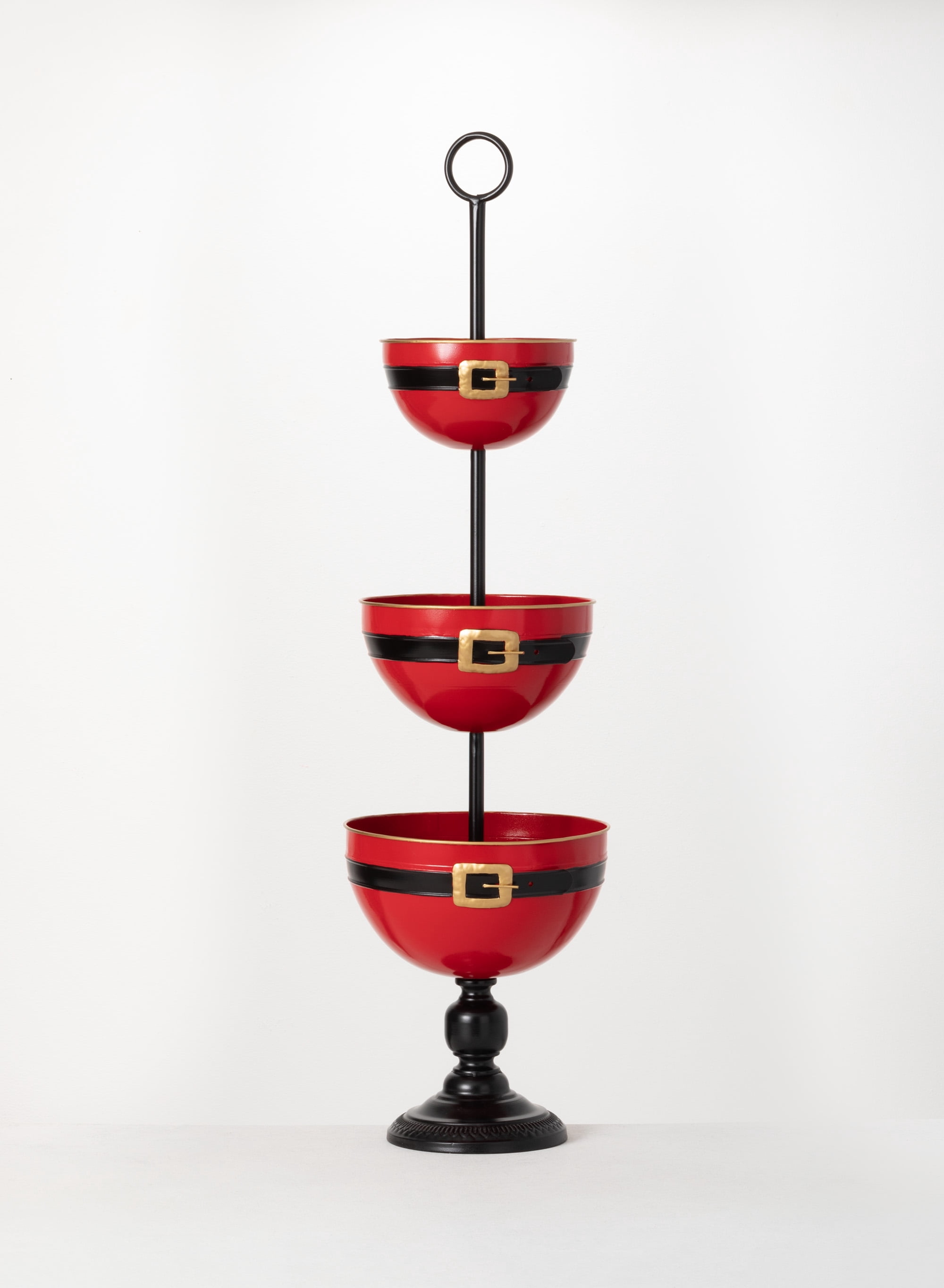Sullivans Three Tiered Metal Bowl Stand 42.5"H Red