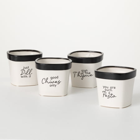 Sullivans Typography Planter Set of 3, 4.5"H White