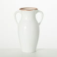 thumbnail image 1 of Sullivans White Natural Rimmed Ceramic Vase With Handles, 8"H, 1 of 11