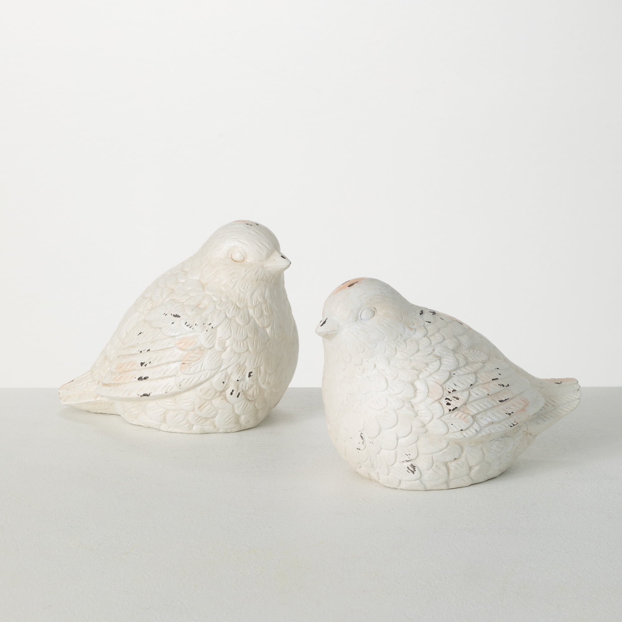 Sullivans Whitewashed Bird Figurine Set of 2, 5