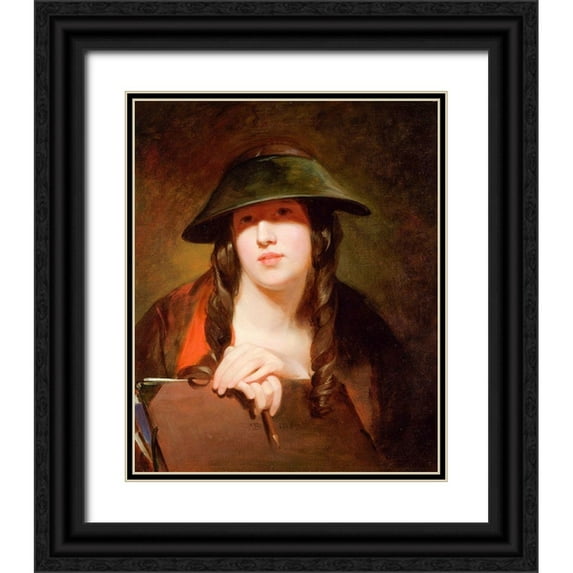 Sully, Thomas 20x24 Black Ornate Wood Framed with Double Matting Museum Art Print Titled - The Student 1839
