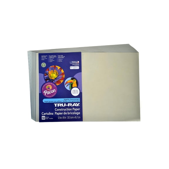 Sulphite Construction Paper gray, 12 in. x 18 in., 50 sheets (pack of 6)