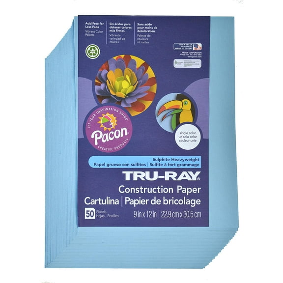 Sulphite Construction Paper sky blue, 9 in. x 12 in., 50 sheets (pack of 6)
