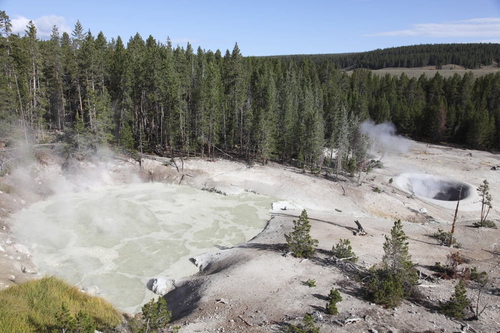 Sulphur Cauldron hot spring Yellowstone National Park Wyoming Canvas Art - Richard RoscoeStocktrek Images (35 x 23)