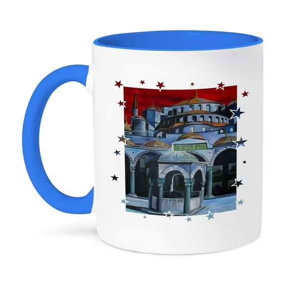 Sultan Ahmed Mosque- Sultanahmet Camii, Allah, Muslim, Religion, The Blue Mosque, Blue Mosque, 15oz Two-Tone Blue Mug