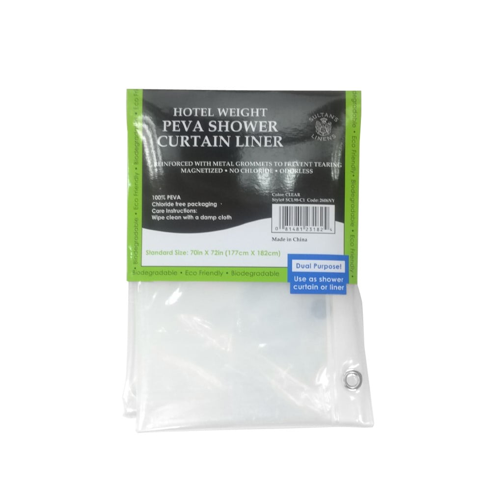Sultan Linens PEVA Hotel Weight Shower Curtain Liner, Clear