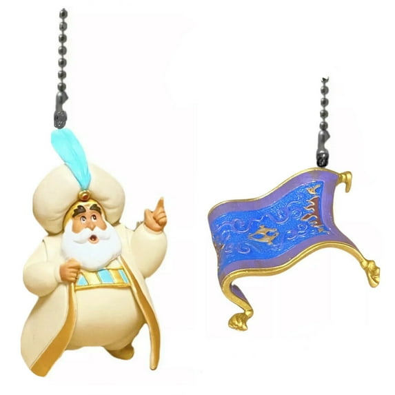 Sultan & Magic Carpet Fan Lamp Light Pull PVC Figure Aladdin Jasmine Figurine New